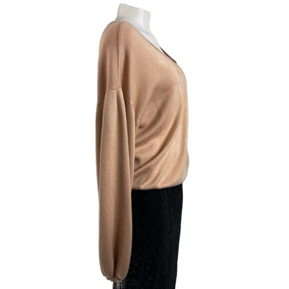 Poof! New York Oversized Mauv Crop Balloon Sleeve V=Neck Sweater Size L - Picture 8 of 12